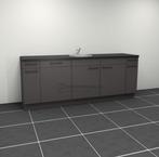 Keukenblok met vaatwasser en koelkast 2.40 m breed - Onyx gr, Ophalen, Nieuw, 200 cm of meer, Minder dan 100 cm