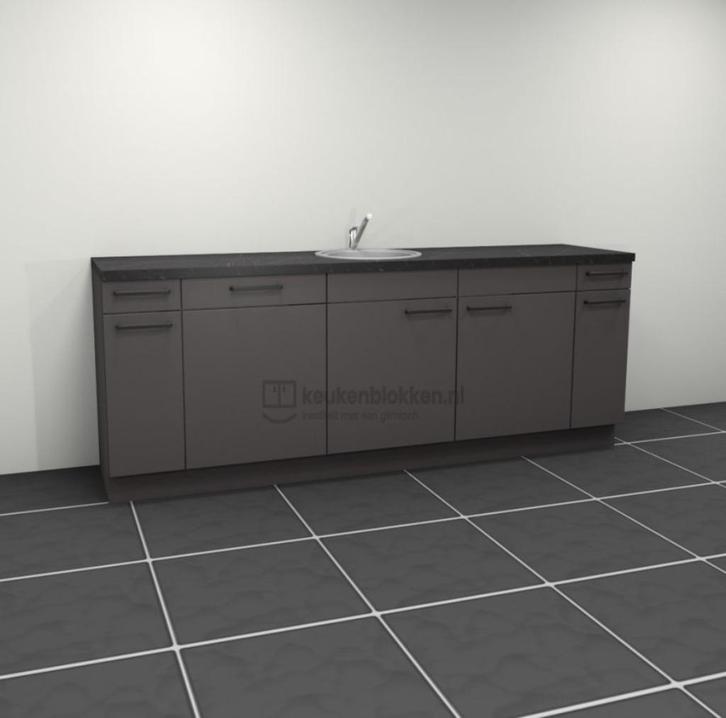 Keukenblok met vaatwasser en koelkast 2.40 m breed - Onyx gr, Huis en Inrichting, Keuken | Keukenelementen, Nieuw, Minder dan 100 cm