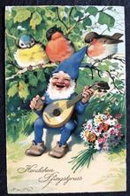 Kabouter speelt luit tussen roodborst, mees, goudvink, 1931, Verzamelen, Verzenden, 1920 tot 1940, Ongelopen, Muziek