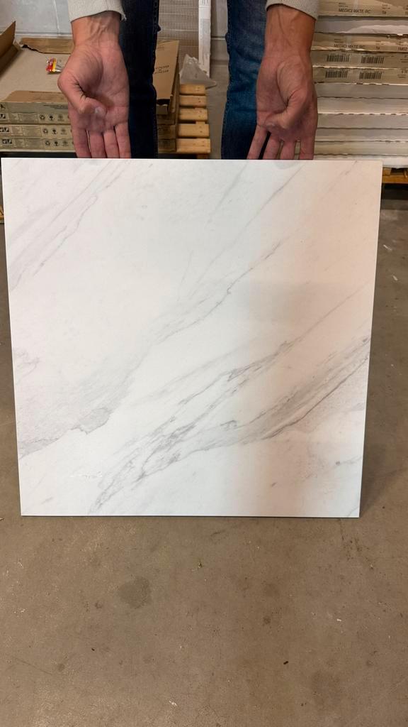 Witte keramische vloertegel marmer look 60x60 cm, Doe-het-zelf en Verbouw, Tegels, Nieuw, Vloertegels, Keramiek, 60 cm of meer