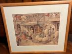 Origineel schilderij van Anton Pieck in een mooie lijst!, Ophalen of Verzenden