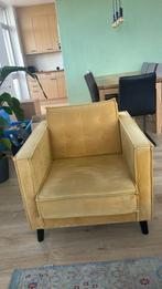 gele suede fauteuil, Huis en Inrichting, Fauteuils, Ophalen, Zo goed als nieuw, Stof