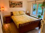 Bedframe van hout met matras, Ophalen, Gebruikt, Tweepersoons, 140 cm