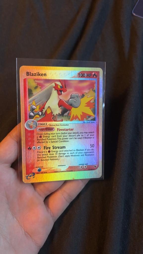 Blaziken Pokemon Kaart, Ophalen of Verzenden, Gebruikt, Losse kaart, Foil