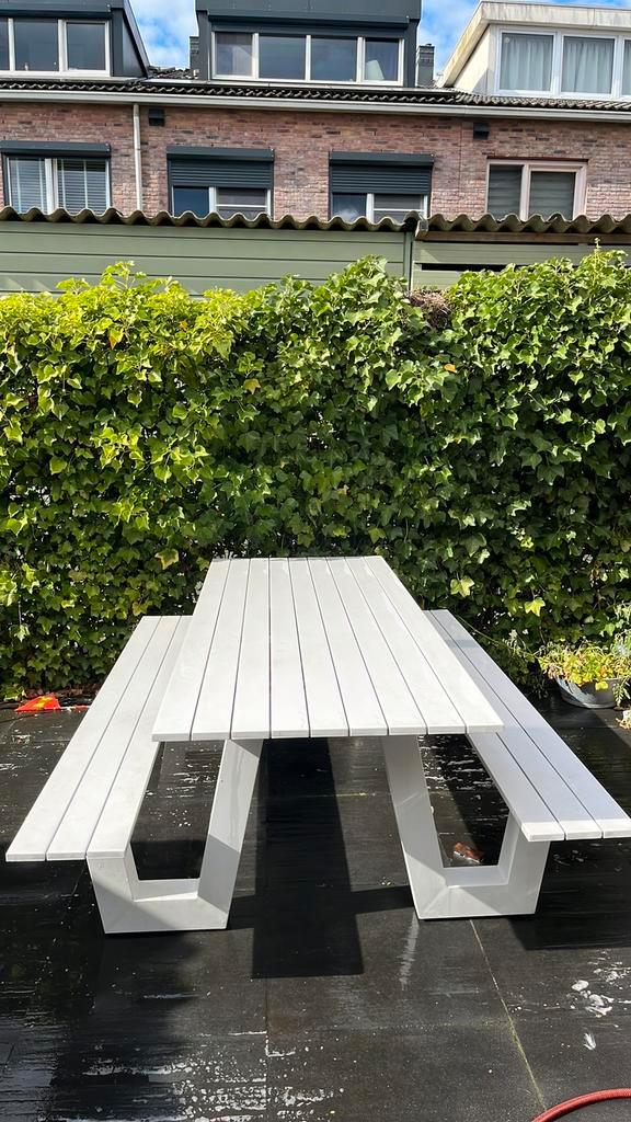 Stalen picknicktafel wit kees smit, Tuin en Terras, Picknicktafels, Zo goed als nieuw, Rechthoekig, Aluminium, Ophalen