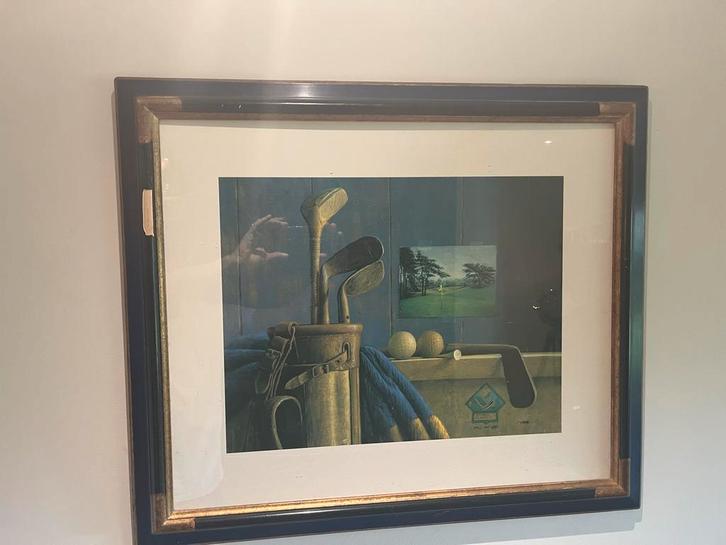 Klassiek Golf Schilderij Ingelijst, Antiek en Kunst, Kunst | Schilderijen | Klassiek, Ophalen of Verzenden