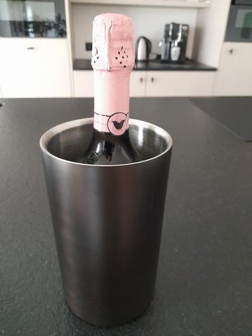 NIEUWE chique Zwarte rvs metaal Wijnkoel houder feestdagen beschikbaar voor biedingen