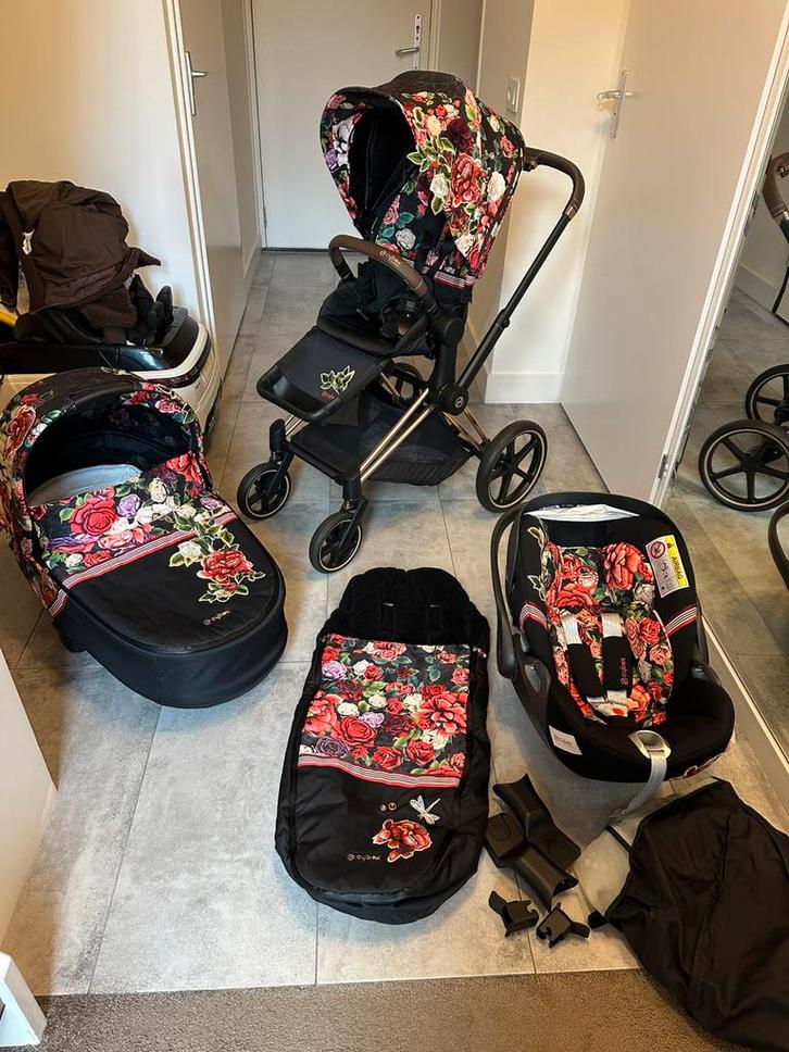 Cybex Priam Combiwagen Spring Blossom - Nieuwstaat, Kinderen en Baby's, Kinderwagens en Combinaties, Zo goed als nieuw, Combiwagen
