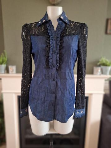 Desigual denim kant insect blouse S 36 Gratis Verzenden ! beschikbaar voor biedingen