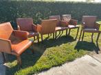 Schapenleer eetkamerfauteuils. Artistiek Bart van Bekhoven., Huis en Inrichting, Minder dan 50 cm, Gebruikt, ., Leer
