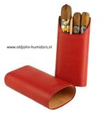 SK04R ADORINI SIGARENKOKER LEER WARM ROOD  CAP. 3 SIGAREN, Verzenden, Nieuw, Tabaksdoos of Verpakking