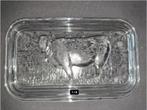 Vintage Glass Butter dish Dairy Cow on Lid made in France 10, Ophalen of Verzenden