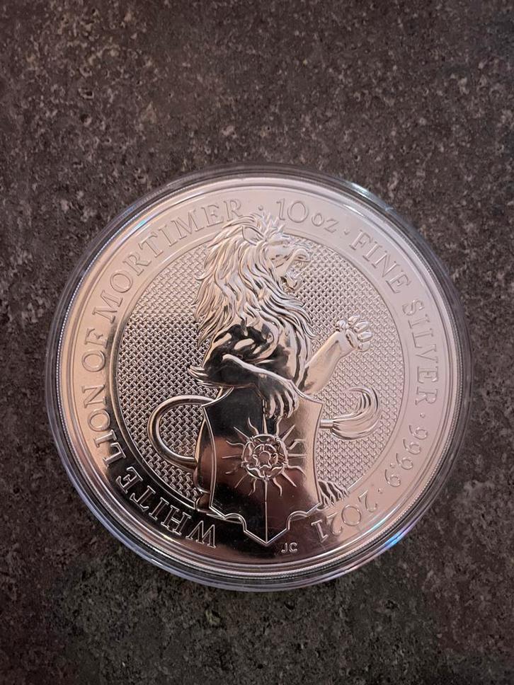 10oz Zilver “white lion of mortimer”, Postzegels en Munten, Edelmetalen en Baren, Zilver, Verzenden
