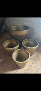 Buiten Bloempotten Kunstof Goudkleur, Tuin en Terras, Ophalen, Kunststof, Rond, Zo goed als nieuw