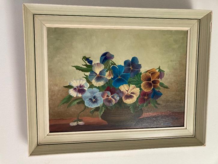 Piet in ‘t Hout olieverfschilderij Viooltjes, Antiek en Kunst, Kunst | Schilderijen | Klassiek, Ophalen of Verzenden