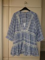 Free People maat S mini beach jurk tuniek blauw wit broderie, Nieuw, Free People, Maat 36 (S), Boven de knie