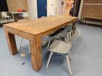 Grote houten tafel met stoelen - gratis af te halen, Huis en Inrichting, Tafels | Eettafels, Gebruikt, 200 cm of meer, Landelijk