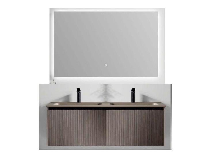 Sanitair Geribbeld badmeubel taupe wastafel 120cm breed NU !, Doe-het-zelf en Verbouw, Sanitair, Nieuw, Ophalen of Verzenden