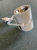 Halogeen spots met rail; 3 stuks, Huis en Inrichting, Lampen | Spots, Ophalen, Halogeen, Gebruikt, Metaal of Aluminium