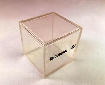 Rabobank kubus blokje doosje - transparant fotoblok 4x4x4 cm beschikbaar voor biedingen