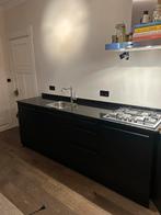 Keukenblad 245x60cm met kraan, spoelbak en gasfornuis, Ophalen, Gebruikt, Zwart, Graniet of Steen