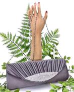 Elegante zwarte geplooide schoudertasje., Ophalen of Verzenden, Nieuw, Grijs, Avondtasje