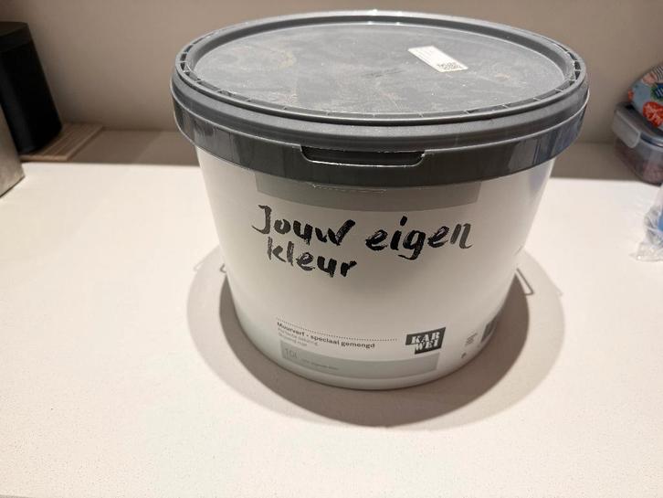 40 liter Muurverf Karwei M-024 (licht beige) ~240 - 480 m2, Doe-het-zelf en Verbouw, Verf, Beits en Lak, Nieuw, Verf, 20 liter of meer
