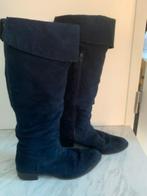 Donker blauwe dames Suede laarzen HOOG met hakje mt 39, Hoge laarzen, Blauw, Ophalen of Verzenden, Zo goed als nieuw