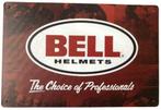 Metalen BELL HELMETS vintage look wandplaat - 20x30cm, Nieuw, Reclamebord, Ophalen of Verzenden