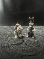 Twee zilveren miniaturen: haas en beer, Antiek en Kunst, Antiek | Goud en Zilver, Ophalen of Verzenden, Zilver