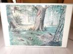 Schoolplaat M.A. Koekkoek "In het bos" ingelijst, Antiek en Kunst, Ophalen of Verzenden