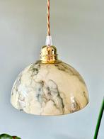 Vintage gemarmerde glazen lampenkap hanglamp lamp, Ophalen of Verzenden, Gebruikt, Glas