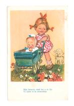 Kinderkaart meisje met kinderwagen begin jaren '60, Ophalen of Verzenden, 1960 tot 1980, Kinderen