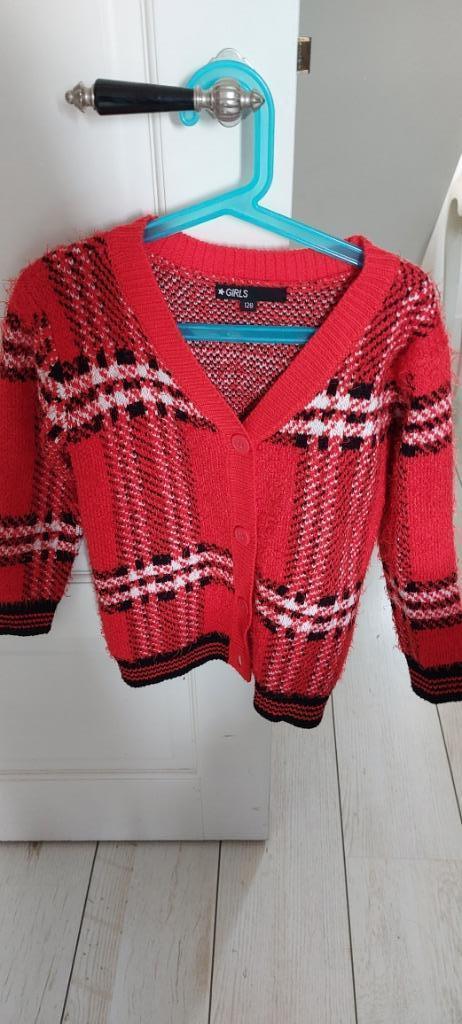 Geruit rood vest maat 128 Girls, Kinderen en Baby's, Kinderkleding | Maat 128, Zo goed als nieuw, Meisje, Trui of Vest, Ophalen of Verzenden