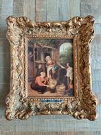 Afbeelding van Jan Steen oud schilderijtje met schildje, Antiek en Kunst, Ophalen of Verzenden