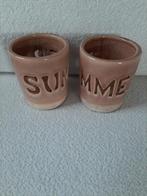 Twee kleine bloempotjes van riviera maison, Tuin en Terras, Ophalen, Rond, Zo goed als nieuw, Aardewerk