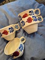 Boch La Louviere Boerenbont Koffiekopjes (4 stuks), Antiek en Kunst, Antiek | Keramiek en Aardewerk, Ophalen of Verzenden