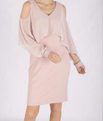 Frank Lyman luxe poederroze jurk chiffon overlaag maat 38 beschikbaar voor biedingen