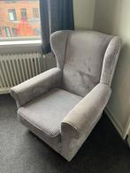 Oorfauteuil / Wing Chair – Grijs ribfluweel - Stoel, Huis en Inrichting, Fauteuils, Ophalen, Oorfauteuil / Wing chair, Gebruikt