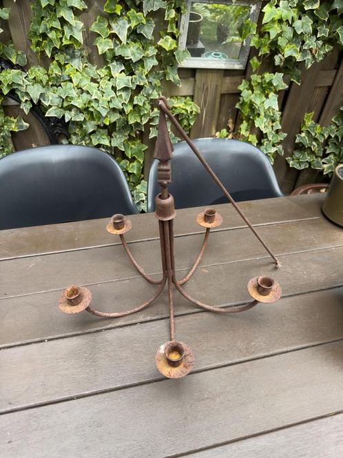 Ijzeren kandelaar voor tuin – 5 armen, Antiek en Kunst, Antiek | Kandelaars, Koper of Brons, Ophalen