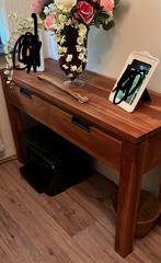 Sidetable met 2 lades teakhout, 120 cm breed, teak, Huis en Inrichting, 100 tot 150 cm, Teakhout, Ophalen of Verzenden, Zo goed als nieuw