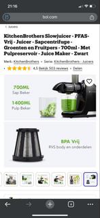 KitchenBrothers Slowjuicer - PFAS-Vrij - Sapcentrifuge, Ophalen, Nieuw, Elektrisch, Slowjuicer