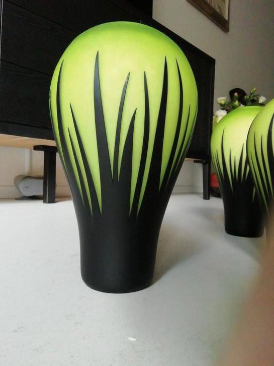 3 exclusieve mondgeblazen vazen, Huis en Inrichting, Woonaccessoires | Vazen, Zo goed als nieuw, Groen, Minder dan 50 cm, Ophalen of Verzenden