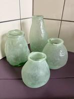 Set van 4 groene decoratieve vazen antiek-look, Ophalen of Verzenden, Zo goed als nieuw, Groen, Glas