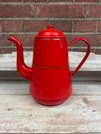 Koffiepot rood emaille met gouden bies, Antiek en Kunst, Antiek | Emaille, Ophalen of Verzenden