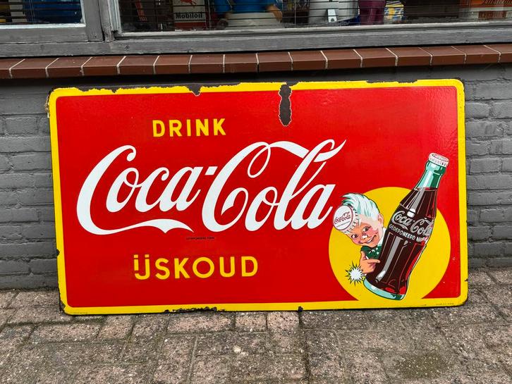 Vintage Coca-Cola Emaille Reclamebord, Antiek en Kunst, Antiek | Emaille, Ophalen