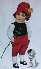 MARIE FLATSCHER - GELUKKIG NIEUWJAAR - jongen met hond, Verzamelen, Ansichtkaarten | Themakaarten, Verzenden, 1920 tot 1940, Ongelopen