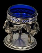 Antiek Zilver & Blauw glas 3 stuks, Antiek en Kunst, Antiek | Goud en Zilver, Verzenden, Zilver