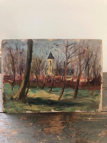 KUNST SCHILDERIJ VINTAGE OLIEVERF KLEIN beschikbaar voor biedingen
