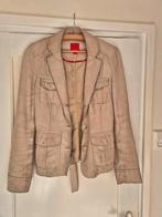 Ecru/beige kleurig leren jasje met jused look van Esprit maa, Maat 38/40 (M), Beige, Ophalen of Verzenden, Zo goed als nieuw